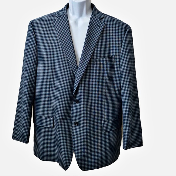 Michael Kors, Classic Modern Fit Two Button Blue Check Blazer Jacket Suit - Picture 1 of 11